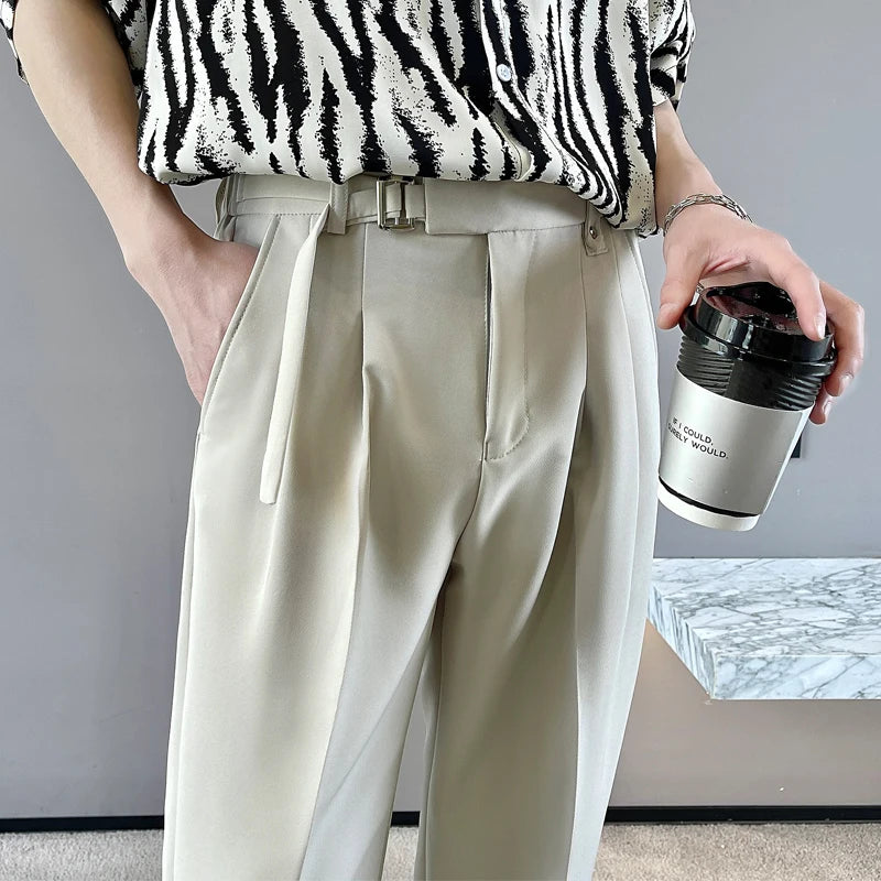 Bonsir New Spring Autumn Fashion Man Classic Slim Straight Long Suit Trousers Male Solid Color Men Smart Casual Business Pants 2XL