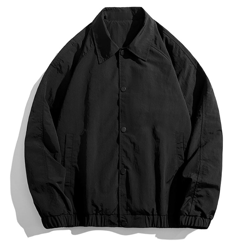 Bonsir Summer Vintage Jacket Men Oversize Baggy Coat Fashion Korean Street Causal Button Outerwear Clothing Tops Male Female Plus Size