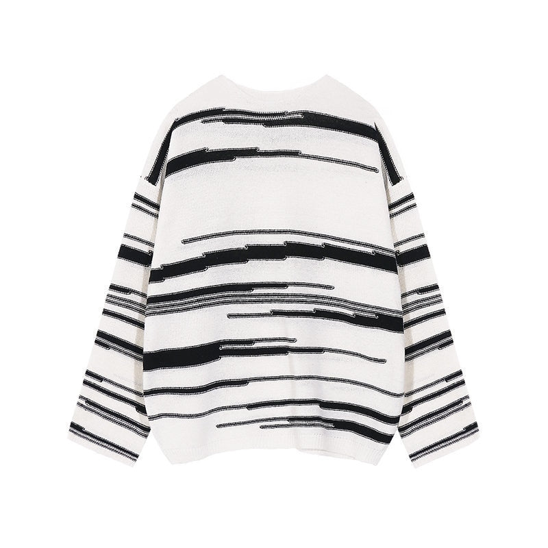 Bonsir Winter Sweater for Men Japanese Trendy Striped Knit Top Design Round Collar Long Sleeve Women Pullover Versatile Autumn