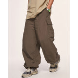 Bonsir Summer Wide-Leg Beige Cargo Pants