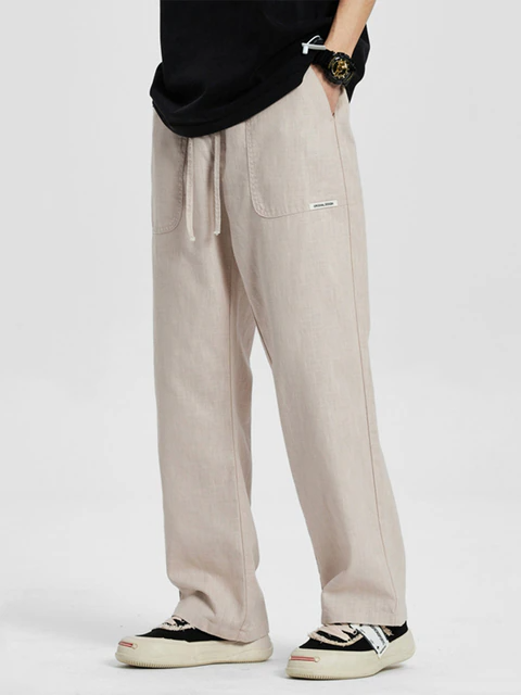 Buy Light Grey Linen Blend Drawstring Trousers from Next India