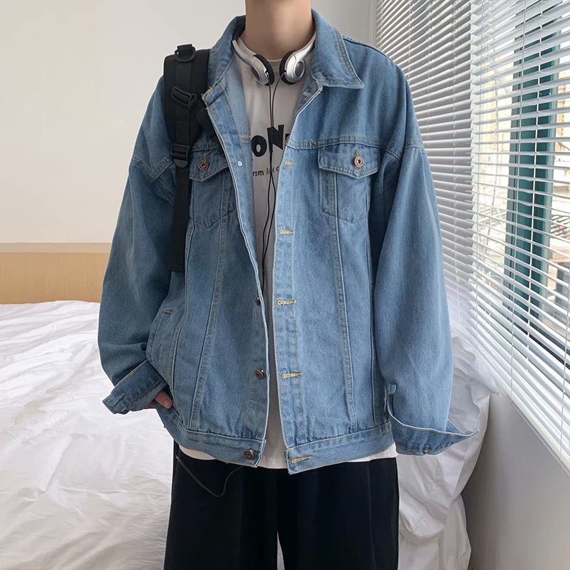 carhartt jacket outfit Spring and Autumn Denim Coat Men's plus Size Loose Lazy Retro Workwear Jacket Top Clothes Men's Fashion Ins