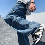 Bonsir Baggy Jeans big pocket Trousers Male Denim cargo Pants  Wide Leg Pant Men's Jeans Loose Casual  Streetwear Hip Hop Harajuku