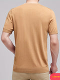 Bonsir Men's Breathable Knit T-Shirt - Casual Comfort Fit with Ribbed Texture, Round Neck, Short Sleeve, Summer Essential in White - Iron Wood Real