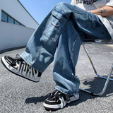 Bonsir Baggy Jeans big pocket Trousers Male Denim cargo Pants  Wide Leg Pant Men's Jeans Loose Casual  Streetwear Hip Hop Harajuku