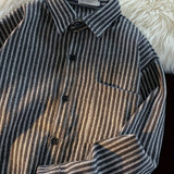 Bonsir Men's Striped Vintage Long Sleeve Shirt, Casual Slim Fit Button-Up Fall/Winter Blouse