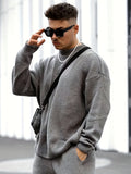 Bonsir Men's autumn and winter knitted thick solid color warm bottoming casual sweater