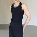 Bonsir Mens Y2K chain design tight vest new genderless shaping streetwear personalized casual sexy nightclub versatile vest unisex