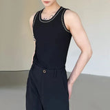 Bonsir Mens Y2K chain design tight vest new genderless shaping streetwear personalized casual sexy nightclub versatile vest unisex