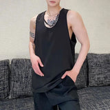 Bonsir Mens Casual Sexy Chain Design Vest New Genderless Streetwear Youth Trendy Nightclub Personalized Simple Top Unisex