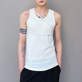 Bonsir Mens Sexy Strap Design Vest New Genderless Fashion Casual Streetwear Shaping Nightclub Versatile Solid Color Vest Unisex