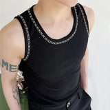 Bonsir Mens Y2K chain design tight vest new genderless shaping streetwear personalized casual sexy nightclub versatile vest unisex