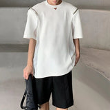 Bonsir Mens casual splicing see-through chain t-shirt 2024 new genderless youth trend streetwear back mesh see-through top unisex
