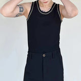 Bonsir Mens Y2K chain design tight vest new genderless shaping streetwear personalized casual sexy nightclub versatile vest unisex