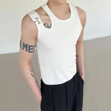 Bonsir Mens Casual Hollow Tight Shoulder Strap Design Vest New Genderless Streetwear Trendy Nightclub Shaping Sexy Top Unisex