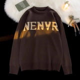 BONSIR  -  American Letter Sweater Male Knitwear Winter Simple Loose High Street Couple Sweater Hip-Hop Streetwear Fashion Pullover Knit