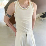 Bonsir Mens Y2K chain design tight vest new genderless shaping streetwear personalized casual sexy nightclub versatile vest unisex