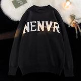 BONSIR  -  American Letter Sweater Male Knitwear Winter Simple Loose High Street Couple Sweater Hip-Hop Streetwear Fashion Pullover Knit