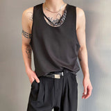 Bonsir Mens Casual Sexy Chain Design Vest New Genderless Streetwear Youth Trendy Nightclub Personalized Simple Top Unisex