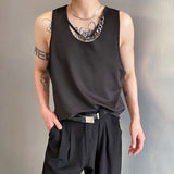Bonsir Mens Casual Sexy Chain Design Vest New Genderless Streetwear Youth Trendy Nightclub Personalized Simple Top Unisex