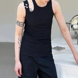 Bonsir Mens Casual Hollow Tight Shoulder Strap Design Vest New Genderless Streetwear Trendy Nightclub Shaping Sexy Top Unisex