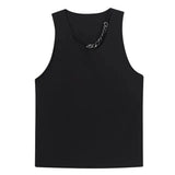 Bonsir Mens Casual Sexy Chain Design Vest New Genderless Streetwear Youth Trendy Nightclub Personalized Simple Top Unisex