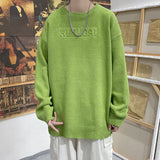 BONSIR  -  Solid Color Wool Men's Sweaters Harajuku Letter Knitwear Pullovers Oversize Sweater Hip Hop Streetwear Loose Couple Knit
