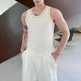 Bonsir Mens Y2K chain design tight vest new genderless shaping streetwear personalized casual sexy nightclub versatile vest unisex