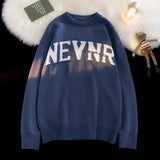 BONSIR  -  American Letter Sweater Male Knitwear Winter Simple Loose High Street Couple Sweater Hip-Hop Streetwear Fashion Pullover Knit