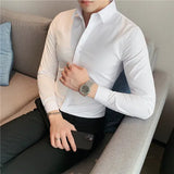 Bonsir Plus Size S-7XL High Quality Men Dress Shirt 2024 Autumn Long Sleeve Solid Business Slim Shirts Homme Dress Social Casual Shirt