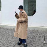Bonsir Mens Fashion Trench Coats Autumn Men Long Jacket Coats Streetwear Casual Solid Loose Trench Windbreaker Plus Size 5XL-M