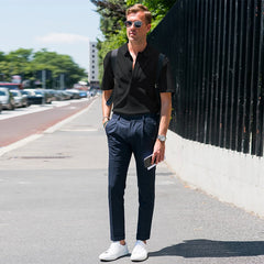 BONSIR  -  Men's casual pants 2021 spring and summer new Euro American Street Photo same single pleated hem pants slim