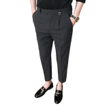 Bonsir Summer Casual Pants Men Slim Fit Business Dress Pants Ankle Length Streetwear Office Social Suit Trousers Black Grey Khaki