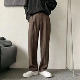 BONSIR  -  Black Suit Pants Men Fashion Society Mens Dress Pants Korean Loose Brown Straight Casual Pants Mens Office Formal Trousers S-3XL