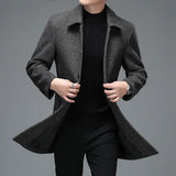 Bonsir High Quality Mens Winter Jackets and Coats Business Casual Woolen Jackets Coats Long Overcoat Men Turn Down Collar Wool Blends