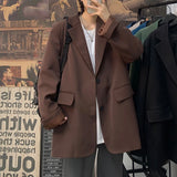 BONSIR  -  Korean Style Blazer Men Fashion Solid Color Business Casual Suit Jacket Men Streetwear Loose Dress Jackets Mens Formal Blazer