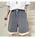 Bonsir Summer wear ins personality contrast rough hem men's elastic waist casual pants youth fashion men's yuppie panties