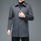 Bonsir High Quality Mens Winter Jackets and Coats Business Casual Woolen Jackets Coats Long Overcoat Men Turn Down Collar Wool Blends