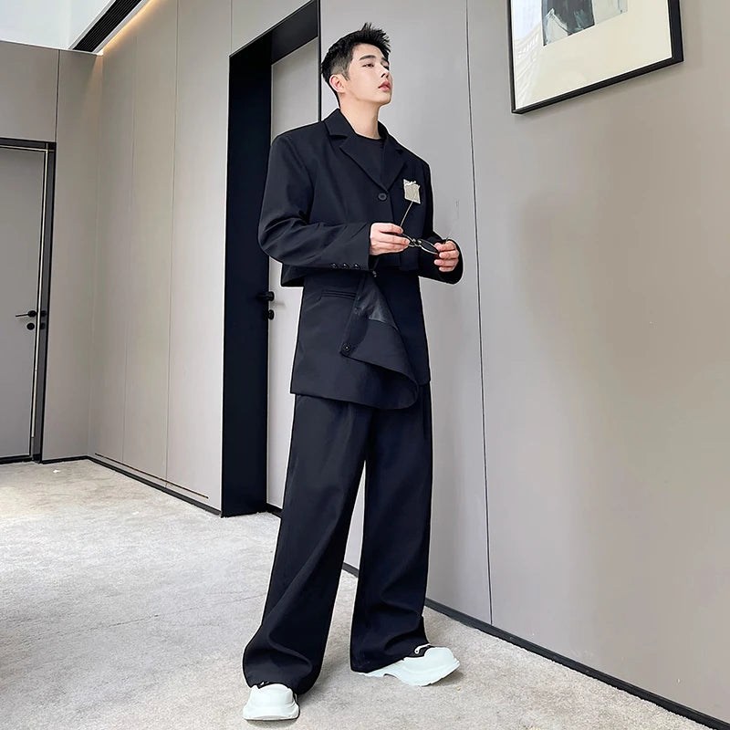 Bonsir Autumn men's short suit personalized three-dimensional cutting Korean version versatile trend men's solid color suit hairdresser