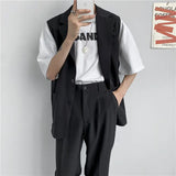 BONSIR  -  Spring Suit Vest Men's Fashion Gray Black Dress Jacket Men Suit Jacket Korean Loose Business Society Mens Blazer Vest M-2XL