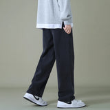 BONSIR  -  Autumn New Men's Black Denim Wide-leg Pants Streetwear Straight Loose Elastic Waist Jeans Korean Style Trousers Male