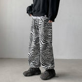Bonsir Streetwear Black Pants Men Joggers Mens Straight Harem Pants Men Korean Hip Hop Trousers Plus Size Zebra pants