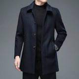Bonsir High Quality Mens Winter Jackets and Coats Business Casual Woolen Jackets Coats Long Overcoat Men Turn Down Collar Wool Blends