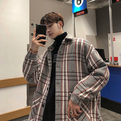 Bonsir Plaid large jacket men's coat spring autumn new fashion Plaid loose top trend large winter military jackets fall Genuine