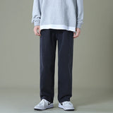 BONSIR  -  Autumn New Men's Black Denim Wide-leg Pants Streetwear Straight Loose Elastic Waist Jeans Korean Style Trousers Male