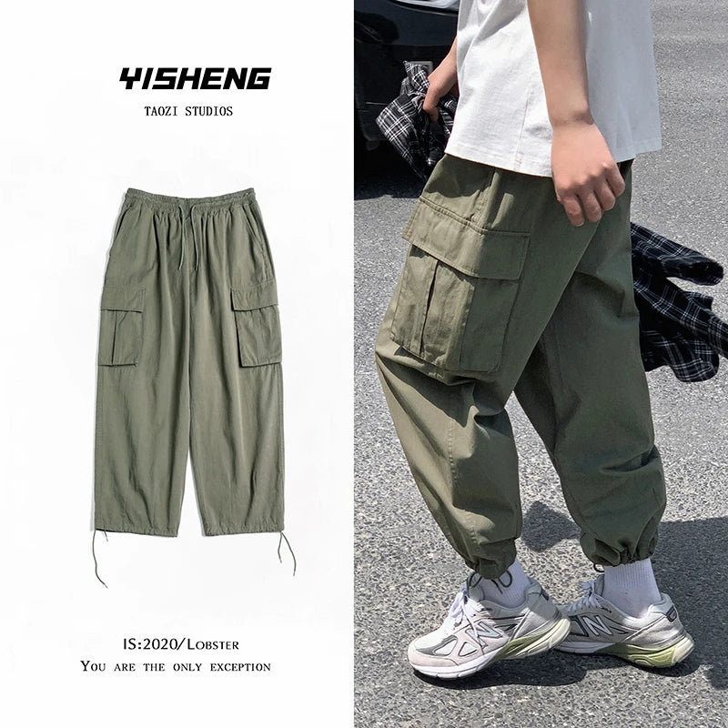 Bonsir Cargo Overalls Hip Hop Trousers Hiphop Baggy Casual Pants Army Green Pants streetwear pantalon homme joggers