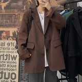 BONSIR  -  Korean Style Blazer Men Fashion Solid Color Business Casual Suit Jacket Men Streetwear Loose Dress Jackets Mens Formal Blazer