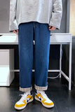 Bonsir Jeans for men men's straight tube loose hem Plaid fashion brand wash casual pants versatile pants men's Korean Trend