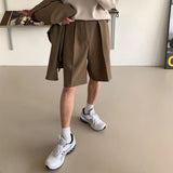 BONSIR  -  Summer Korean Shorts Men's Fashion Solid Color Business Casual Dress Shorts Men Streetwear Wild Loose Suit Shorts Mens M-XL