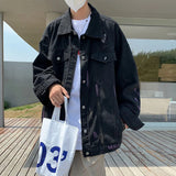 Bonsir Pierced denim jacket men&#39;s Korean version chaopai high street splash couple&#39;s coat spring and autumn loose fashion versatile top